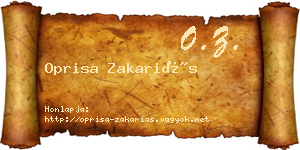 Oprisa Zakariás névjegykártya